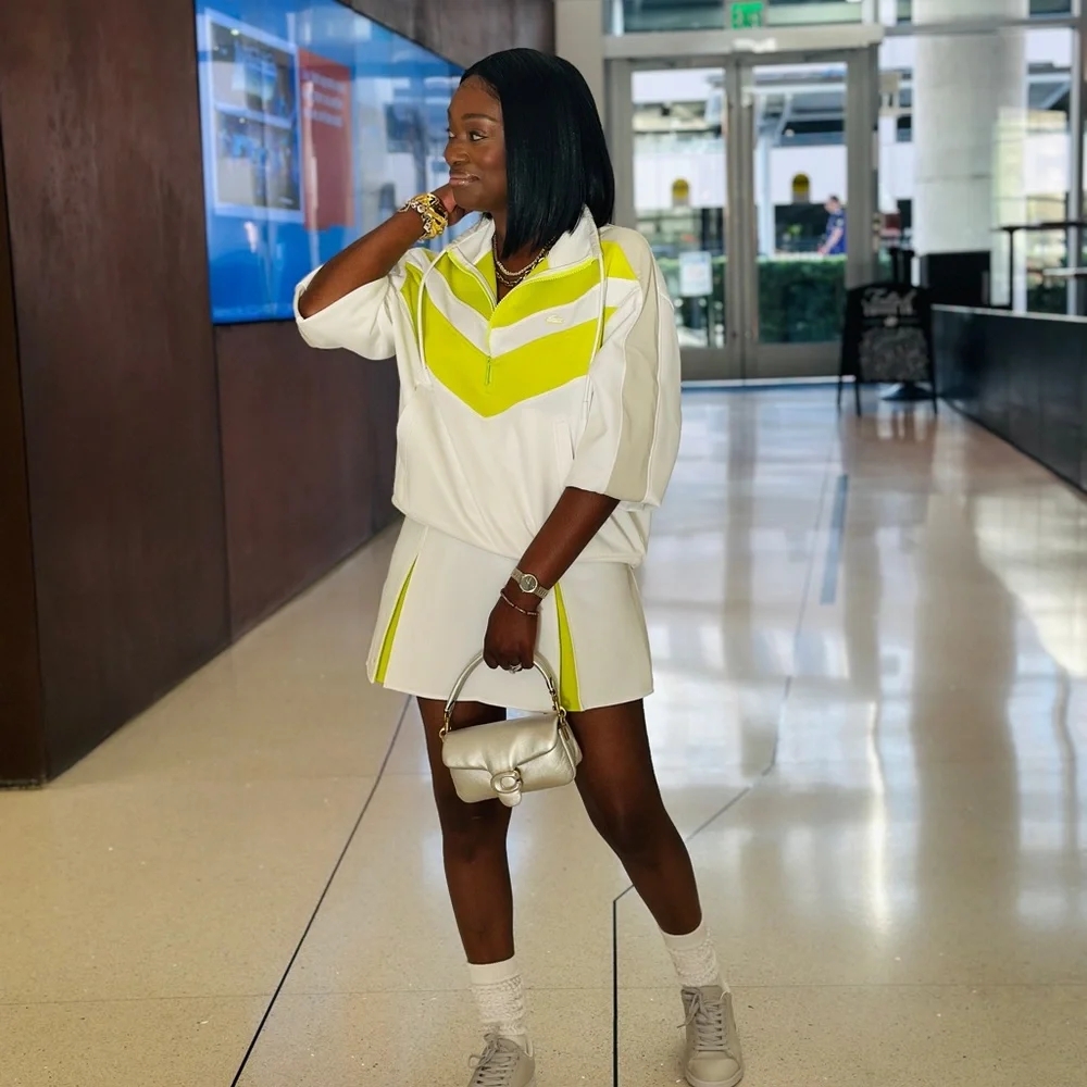 Lacoste White and Neon Yellow Athletic Outfit - Picture 3 of 7